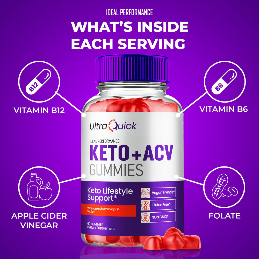 IDEAL PERFORMANCE Ultra Quick Keto ACV Gummies nutrition panel viewed from the side.