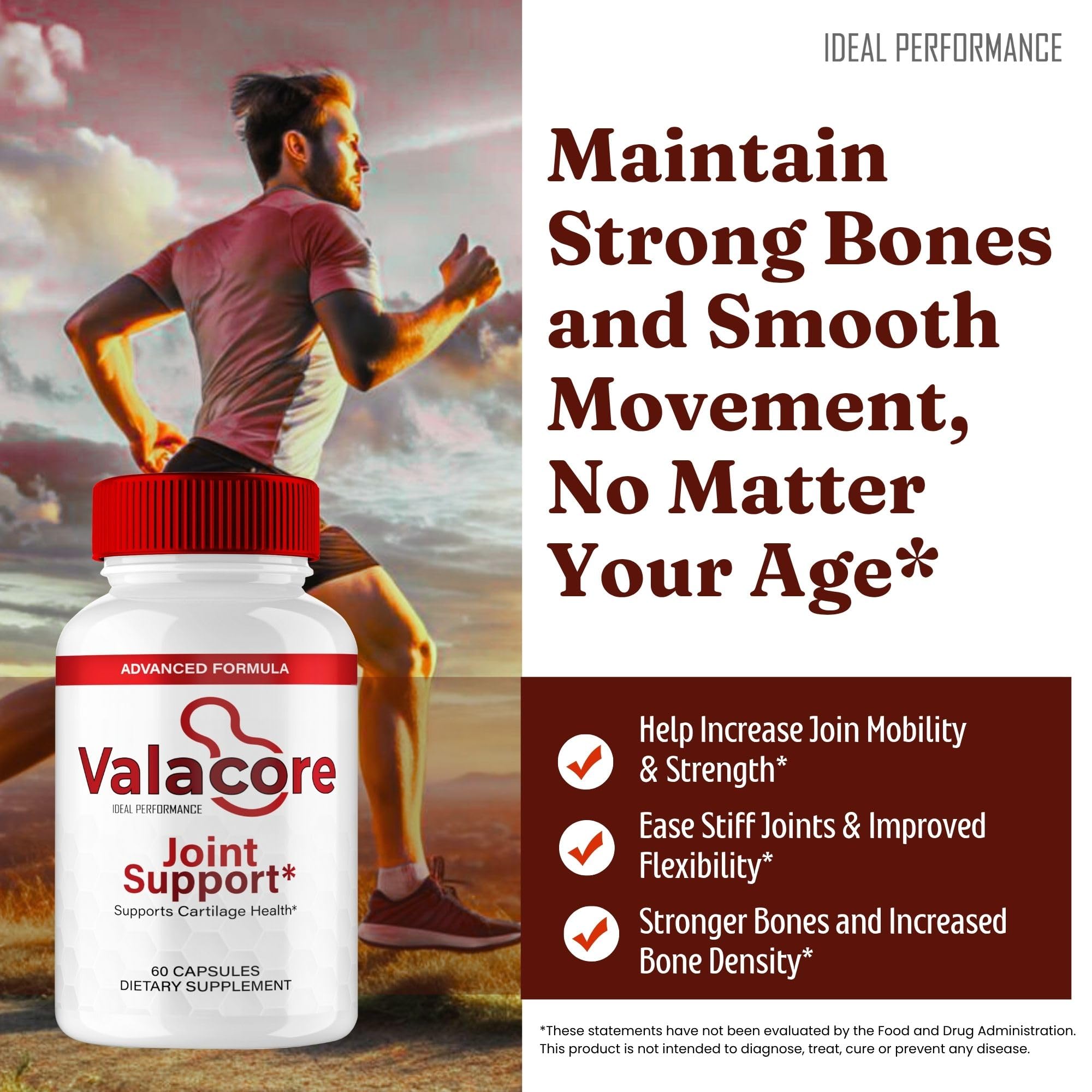 IDEAL PERFORMANCE Valacore Pills for daily use in a simple routine that supports flexible movement