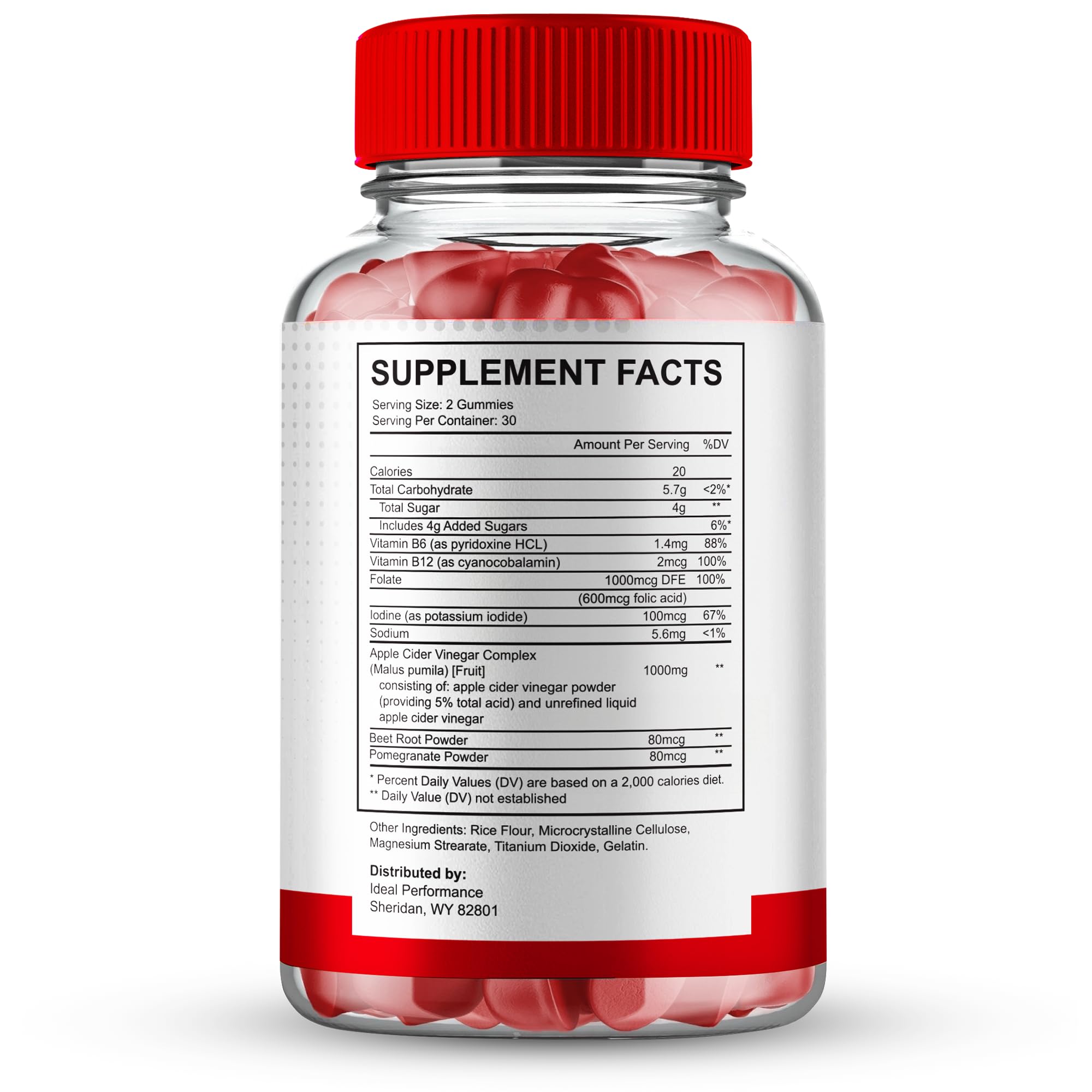 IDEAL PERFORMANCE Vital PumpXL Gummies jar highlights all-natural ingredients for daily vitality.