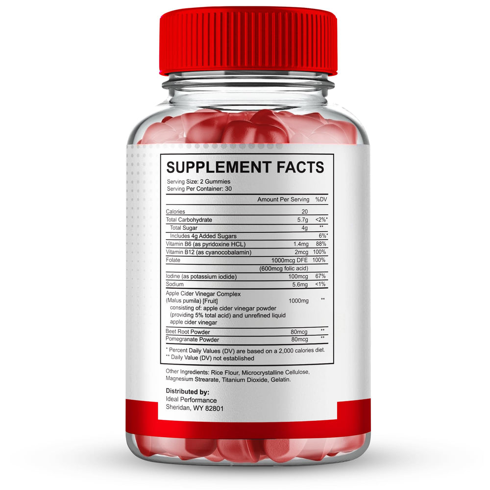 IDEAL PERFORMANCE Vital PumpXL Gummies jar highlights all-natural ingredients for daily vitality.