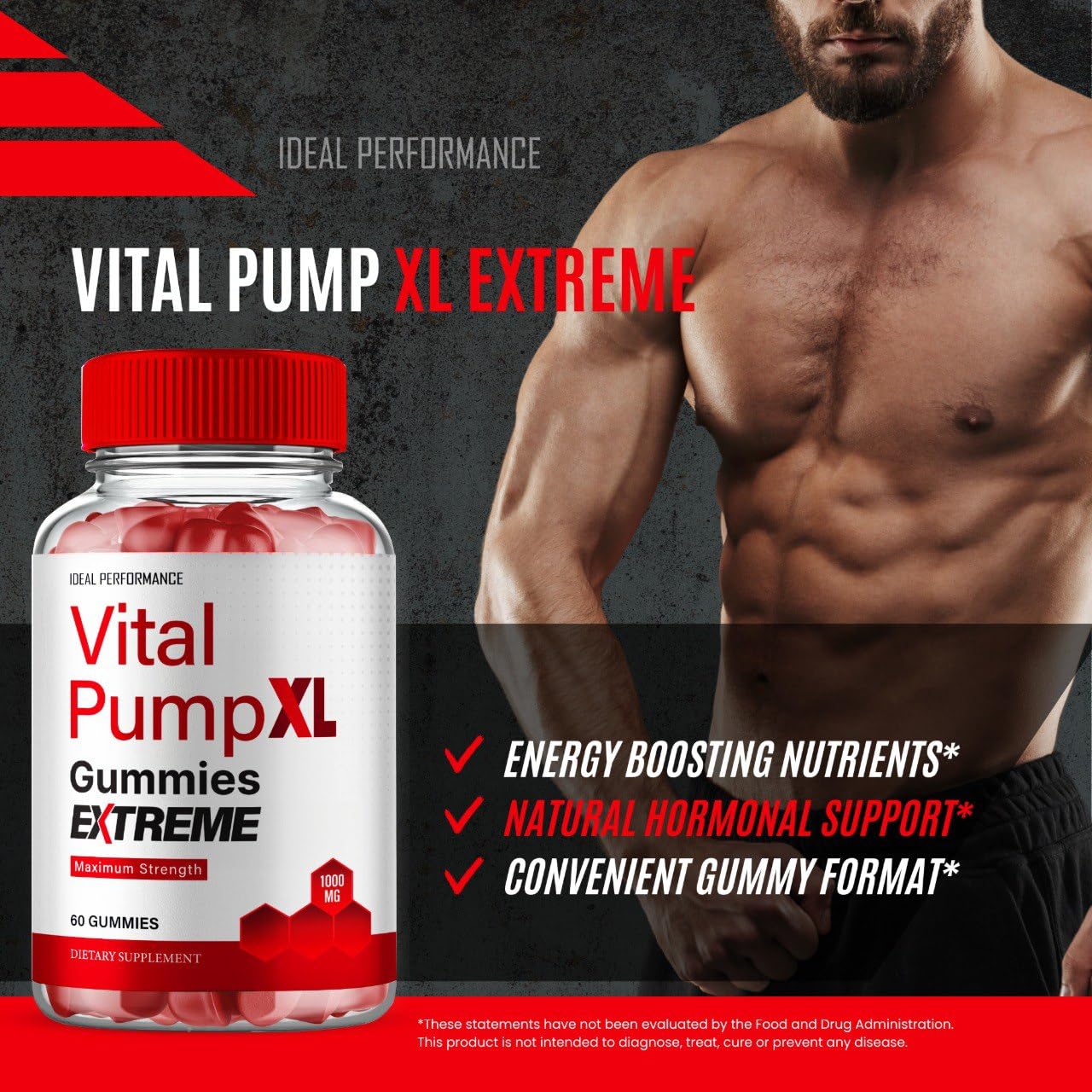 IDEAL PERFORMANCE Vital PumpXL Gummies on desk, practical for daily routine.