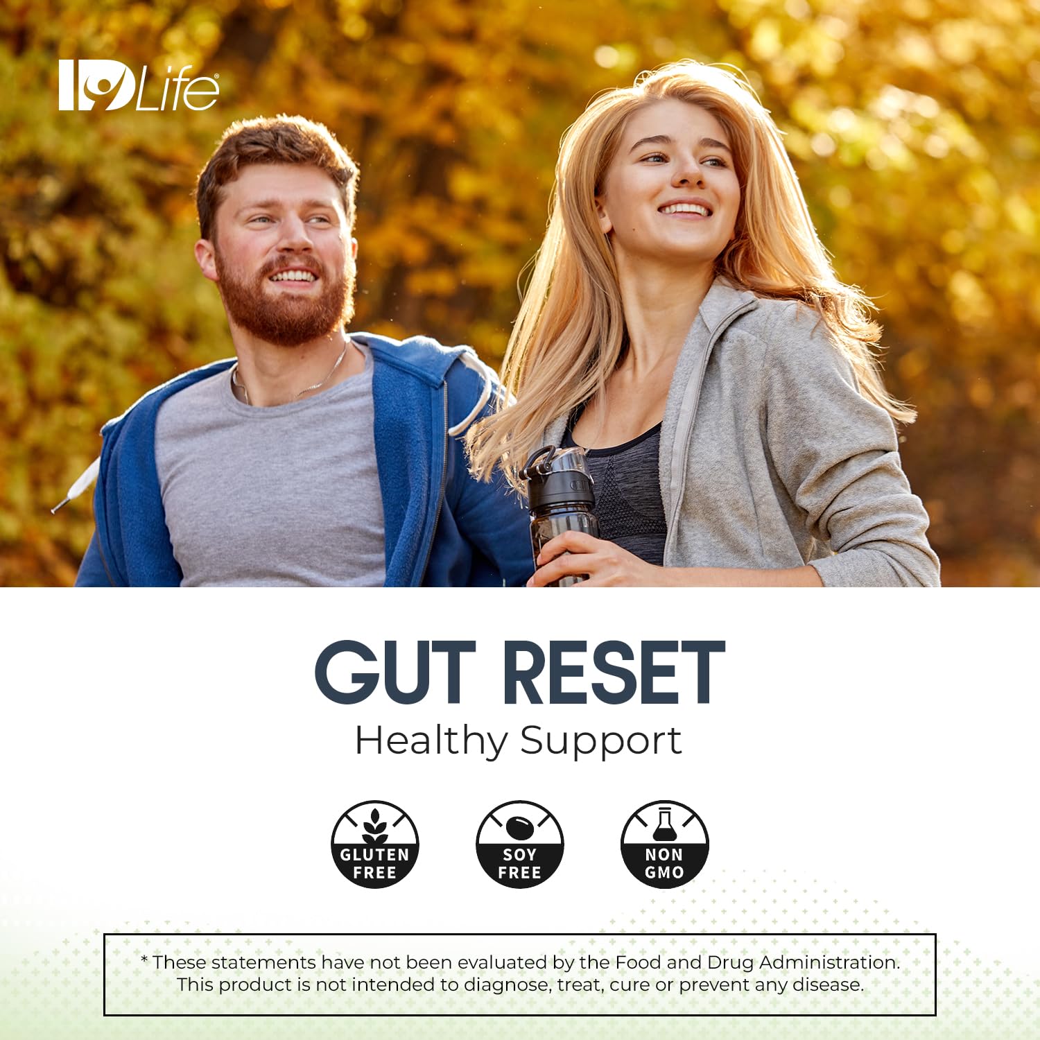 IDLife gut health graphic implies gentle support for digestion.