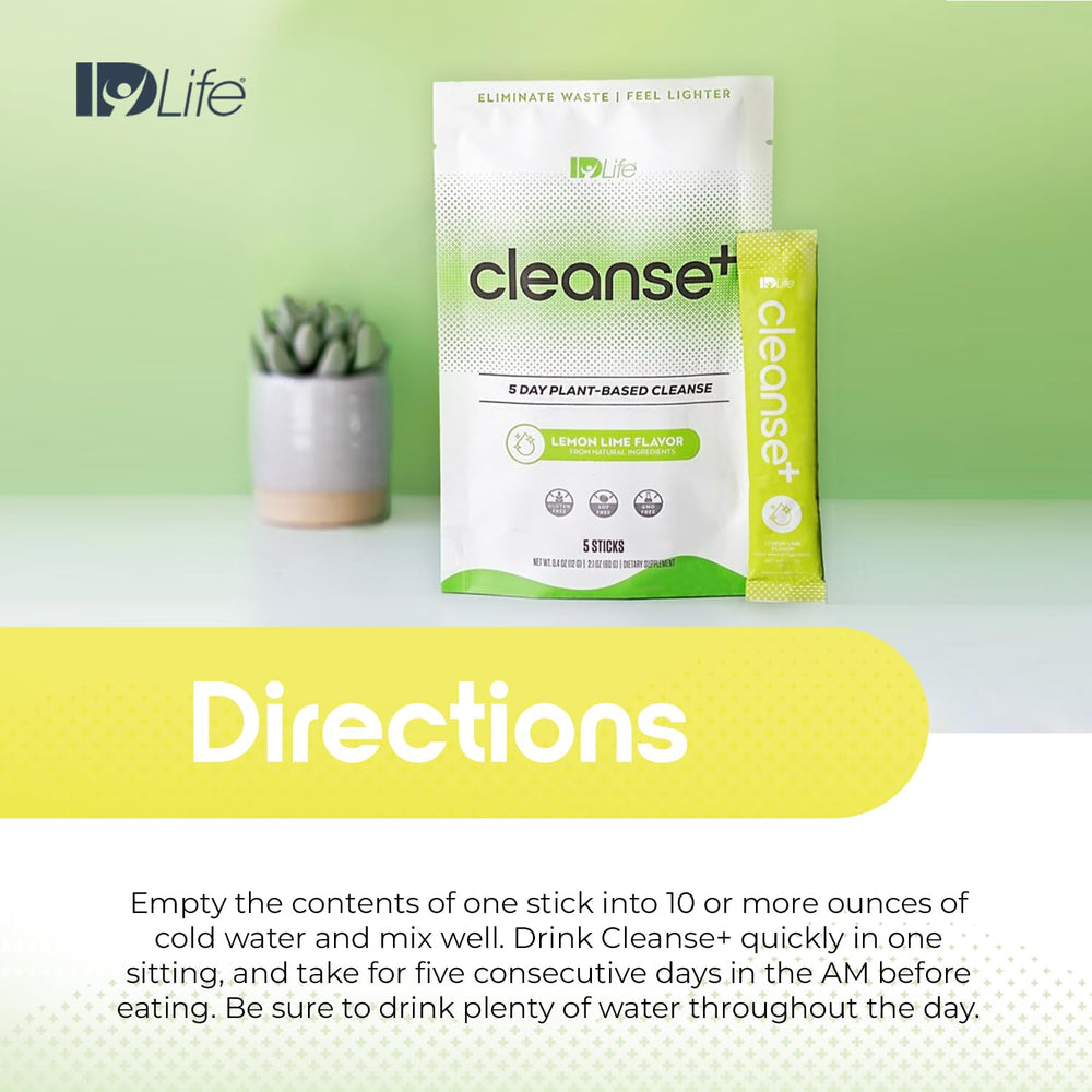 IDLife Lemon-Lime Cleanse+ bottle on kitchen counter ready for daily use.