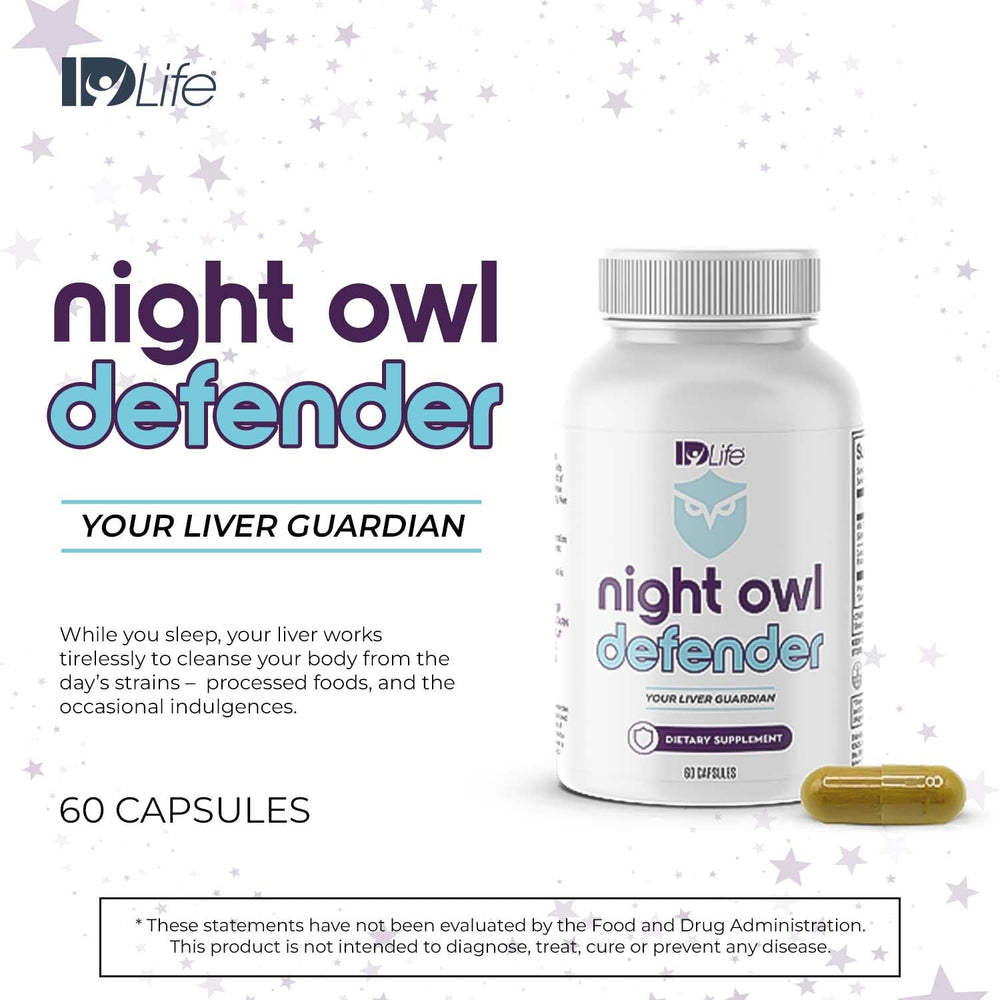 IDLife Night Owl Defender label detail shows clean formula without artificial colors.