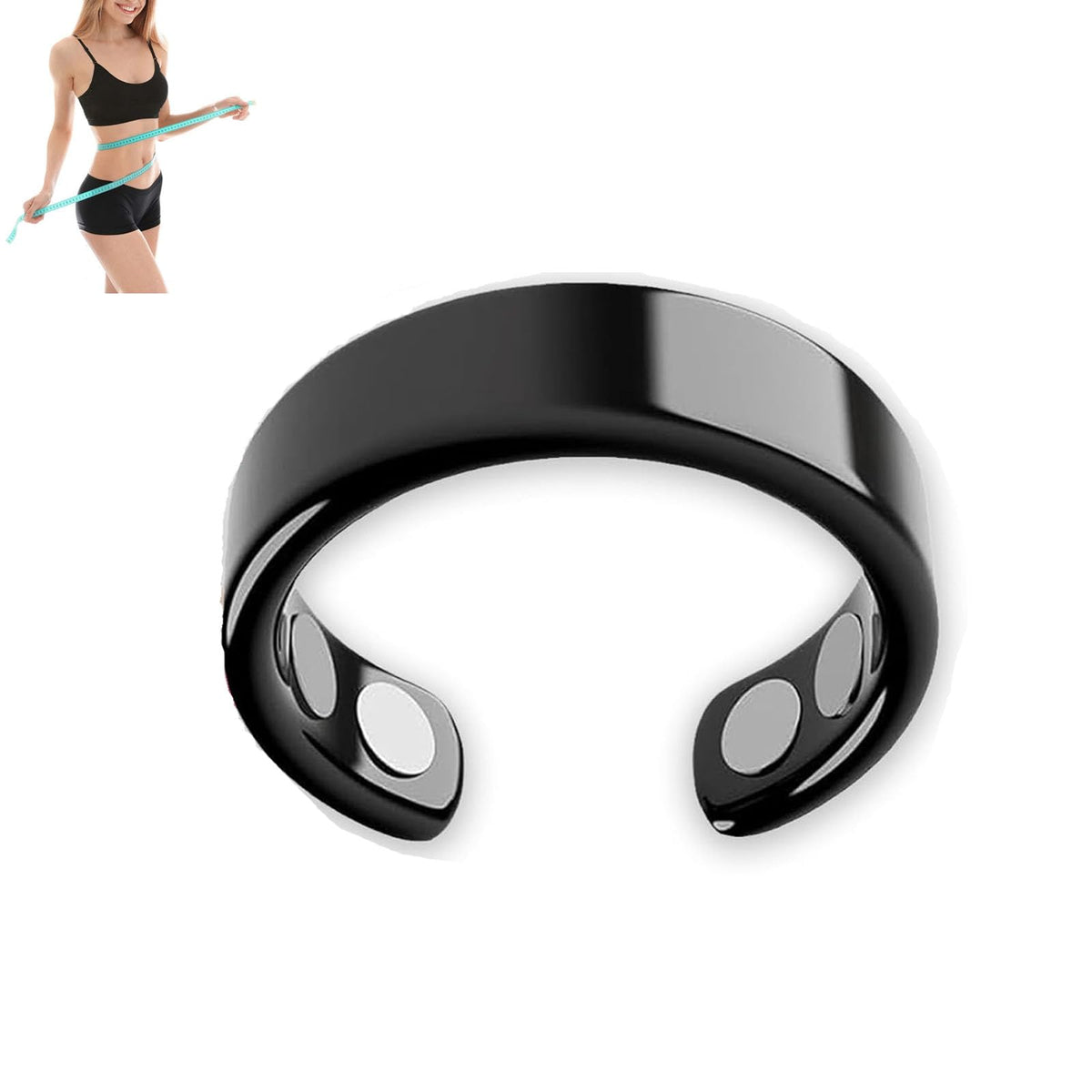 IENRGJ Women's Magnetic Ring worn on the finger for calm evenings and relaxed energy.
