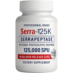iEnzymes Serra-125K capsule close-up, highlighting high potency for daily use.