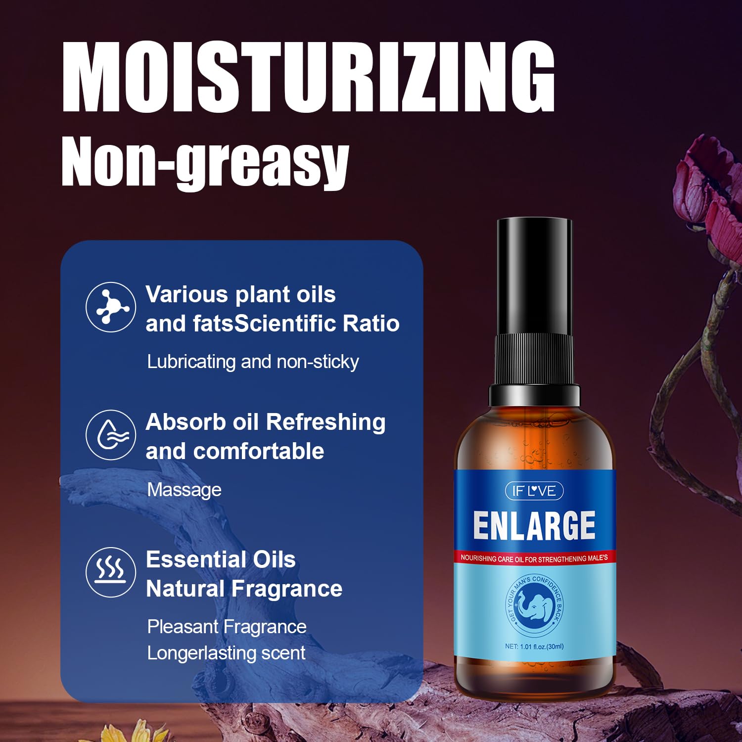 IF L VE oil application demonstrates easy use for comfortable intimate massages