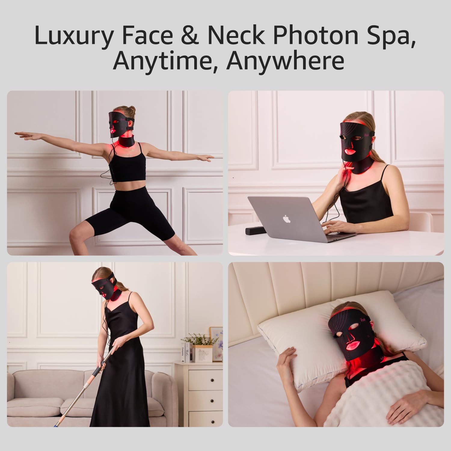 IFAE red light mask rechargeable design enables cordless use anywhere.