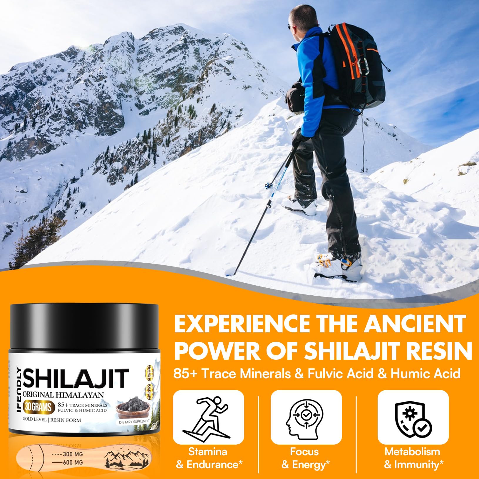 ifendly Shilajit Resin dark bottle packaging protects potency from light