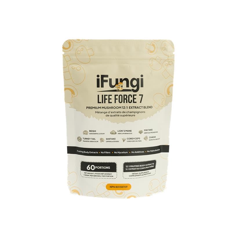 iFungi Life Force 7 bottle for convenient daily use supporting focus and energy.