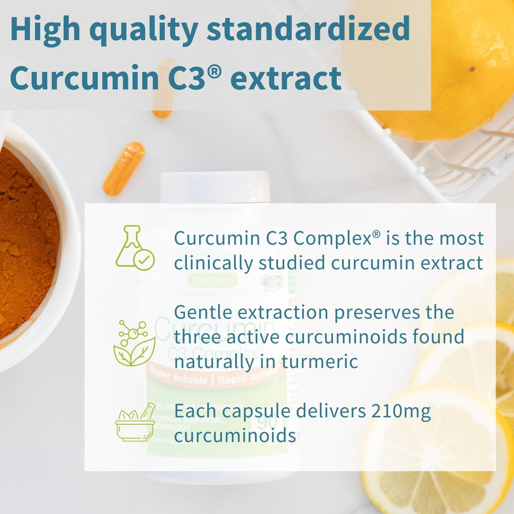 Igennus Advanced Curcumin C3 Complex dispersion technology graphic illustrating rapid uptake