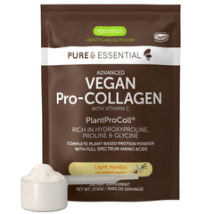 Igennus Advanced Vegan Vanilla Collagen Powder tub for shakes and plant-based protein boost.