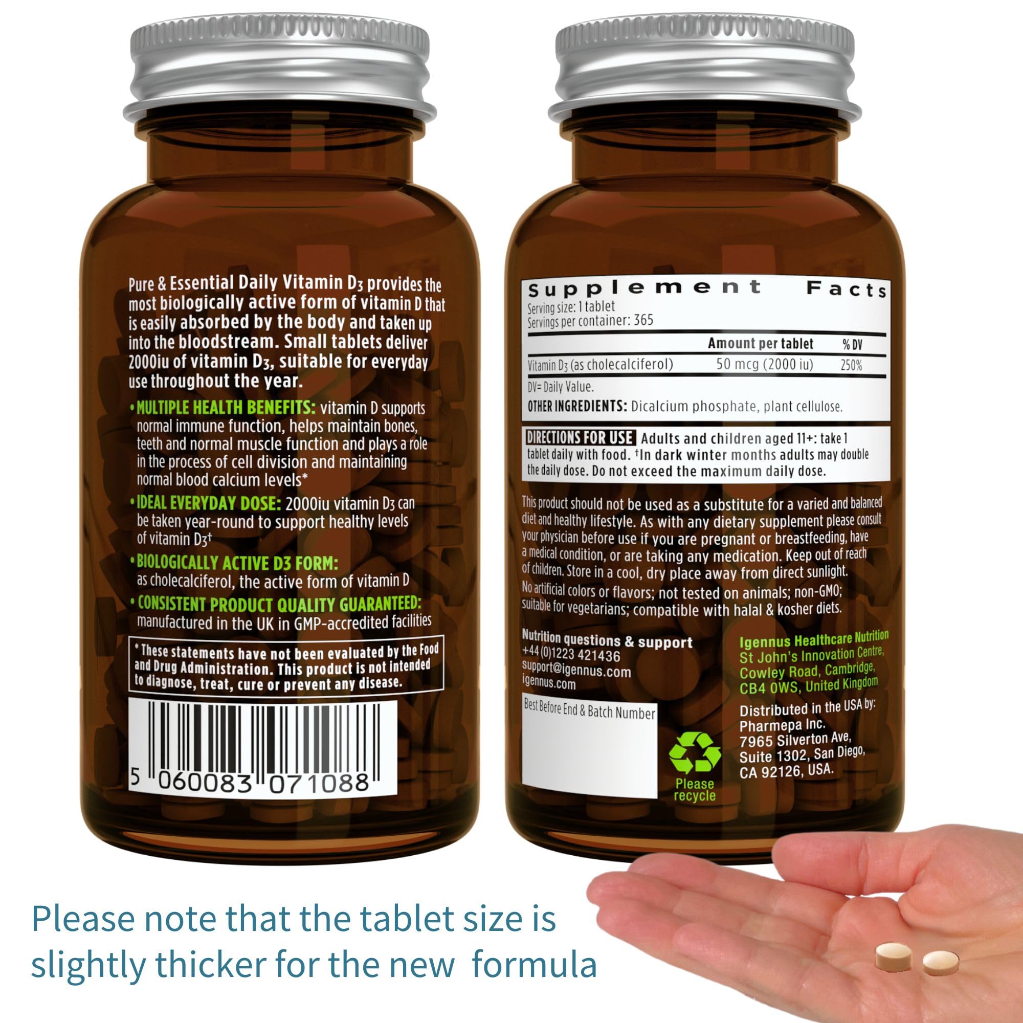 Igennus Daily Vitamin D3 365-day supply label suggests year-long consistency