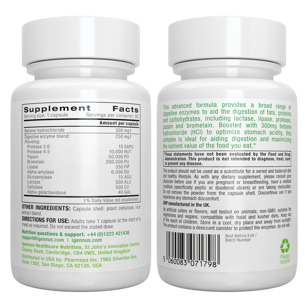 Igennus Fast Action Digestive capsules dissolving in liquid for fast action