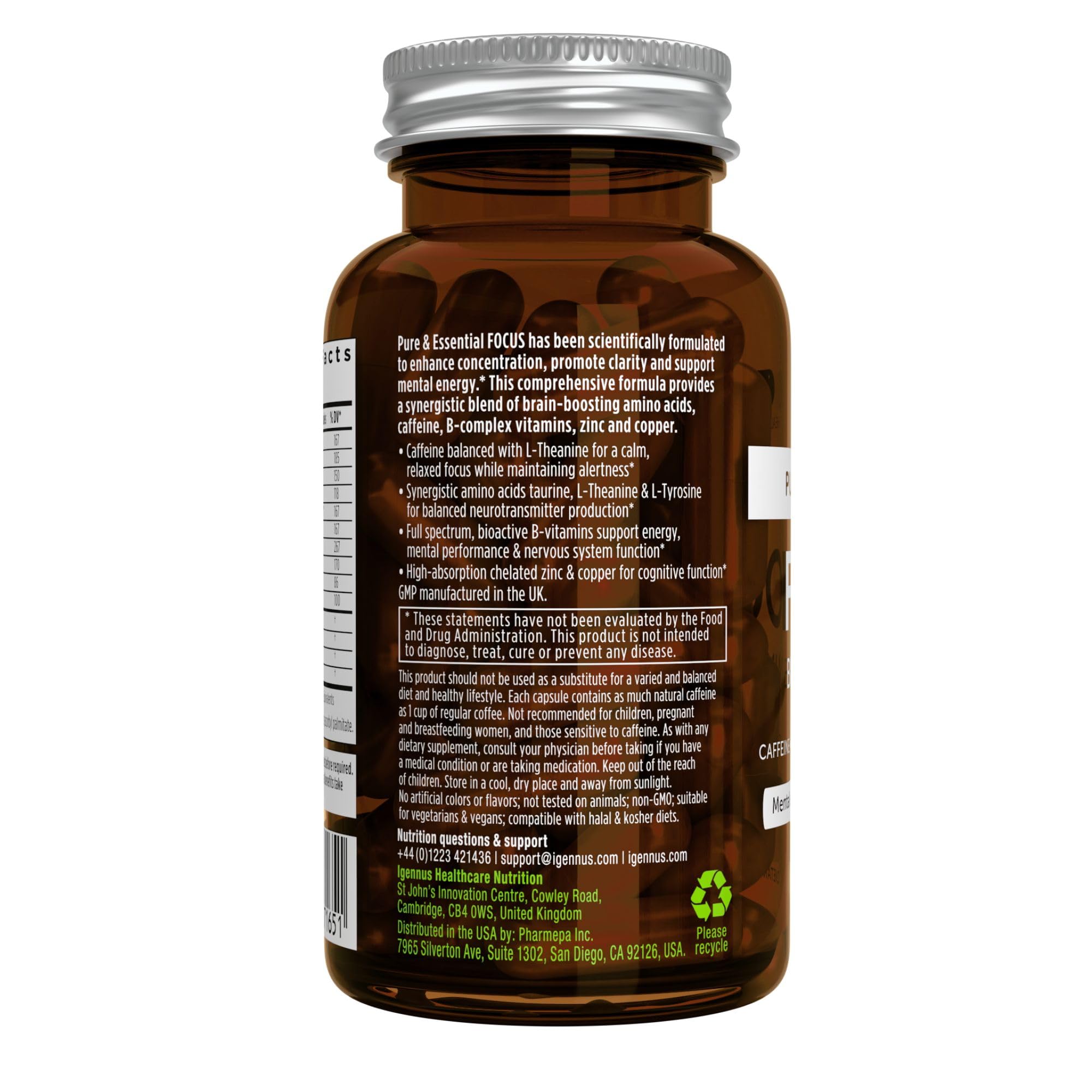 Igennus Focus daily dose shown as easy 1-cap routine.