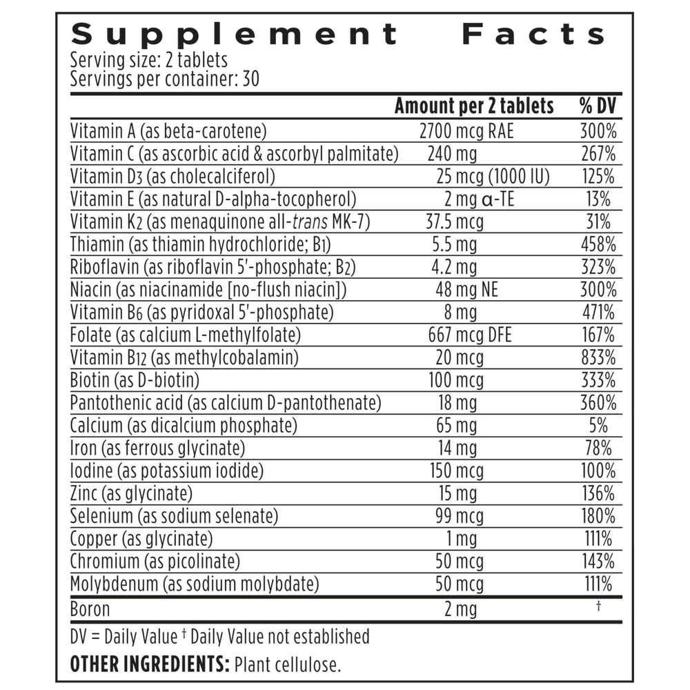 Igennus High Potency Methylated Multivitamin for Women bottle with glass illustrates daily routine.