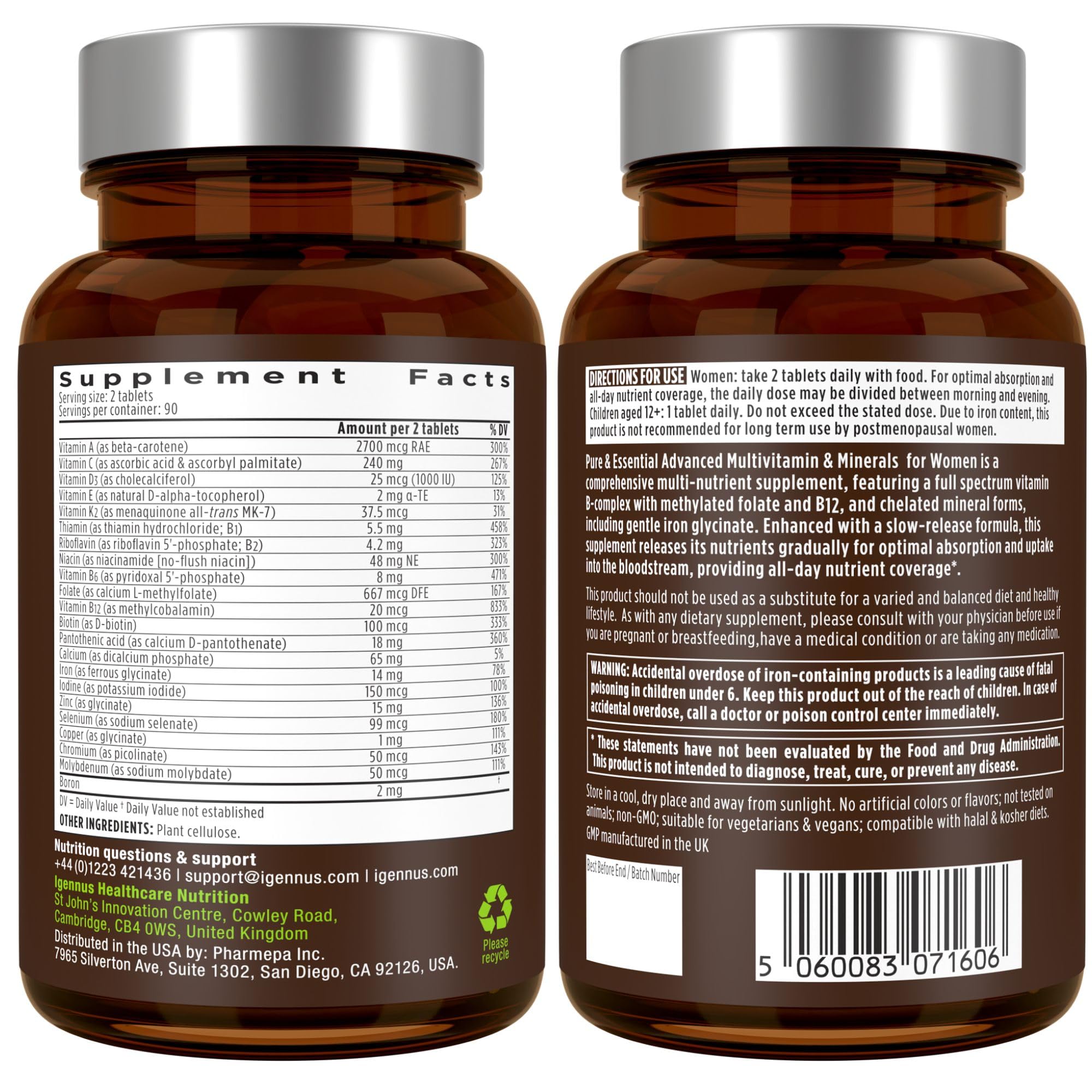 Igennus iron and zinc chelated tablets suggest gentle mineral support.