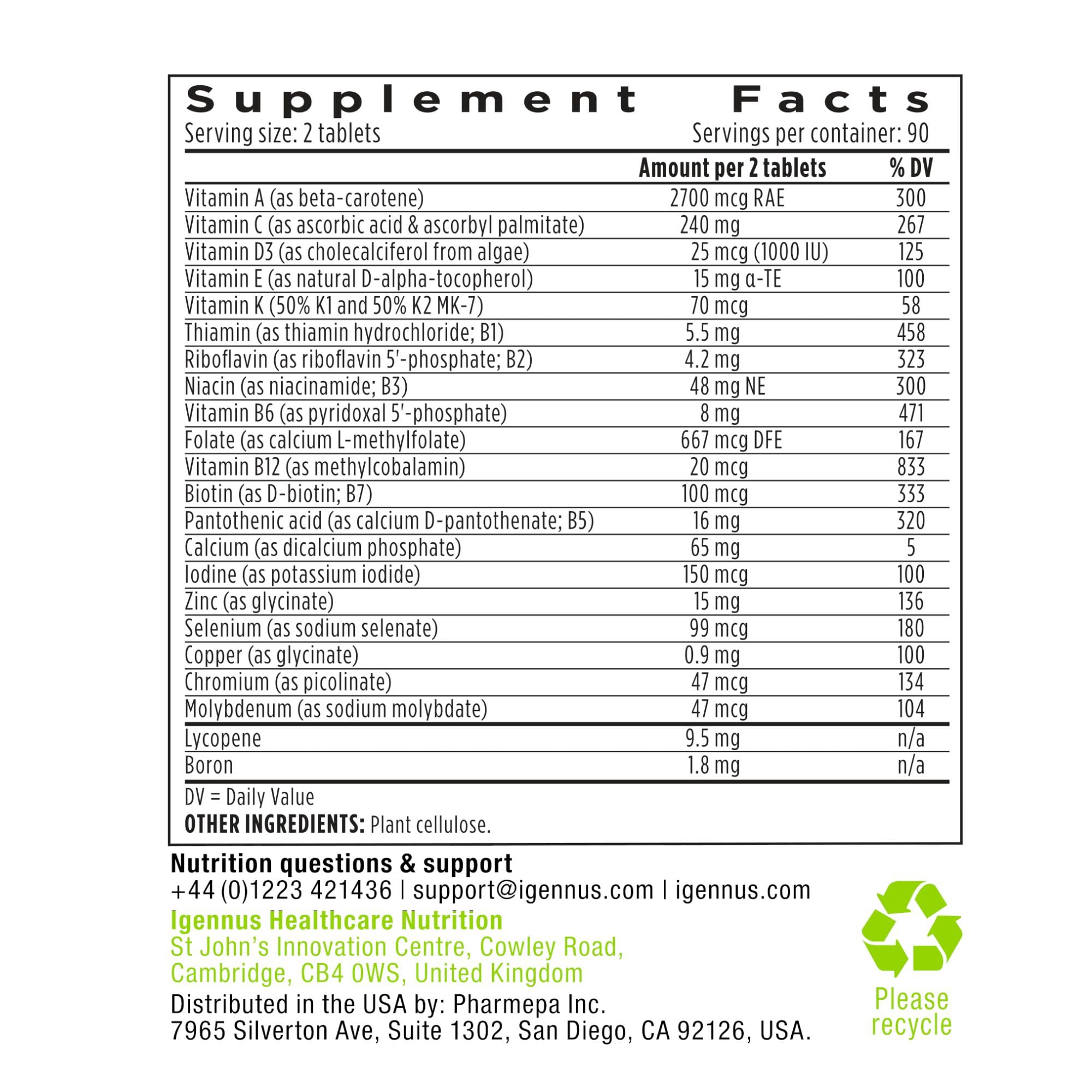 Lab-verified purity badge on Igennus product.