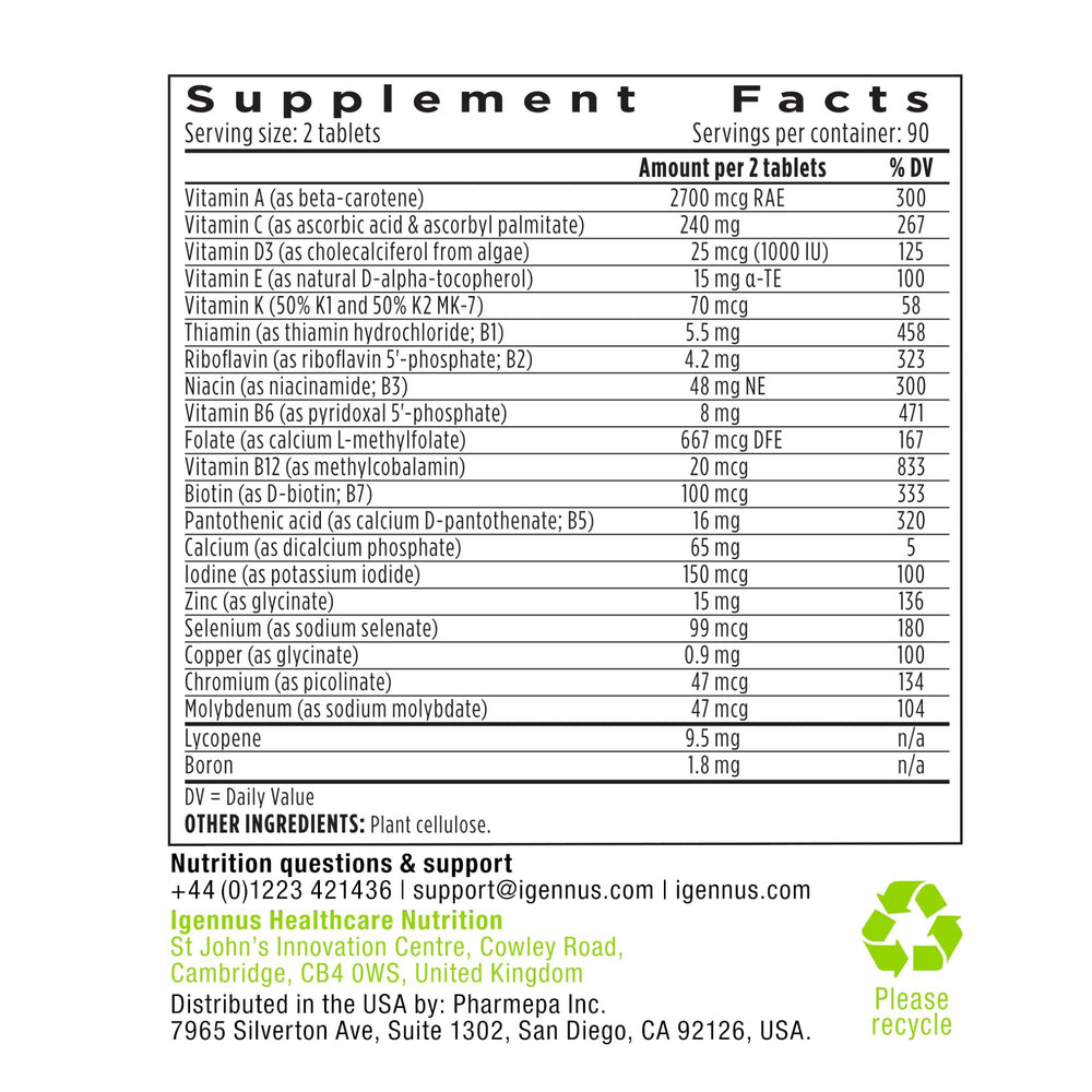 Lab-verified purity badge on Igennus product.