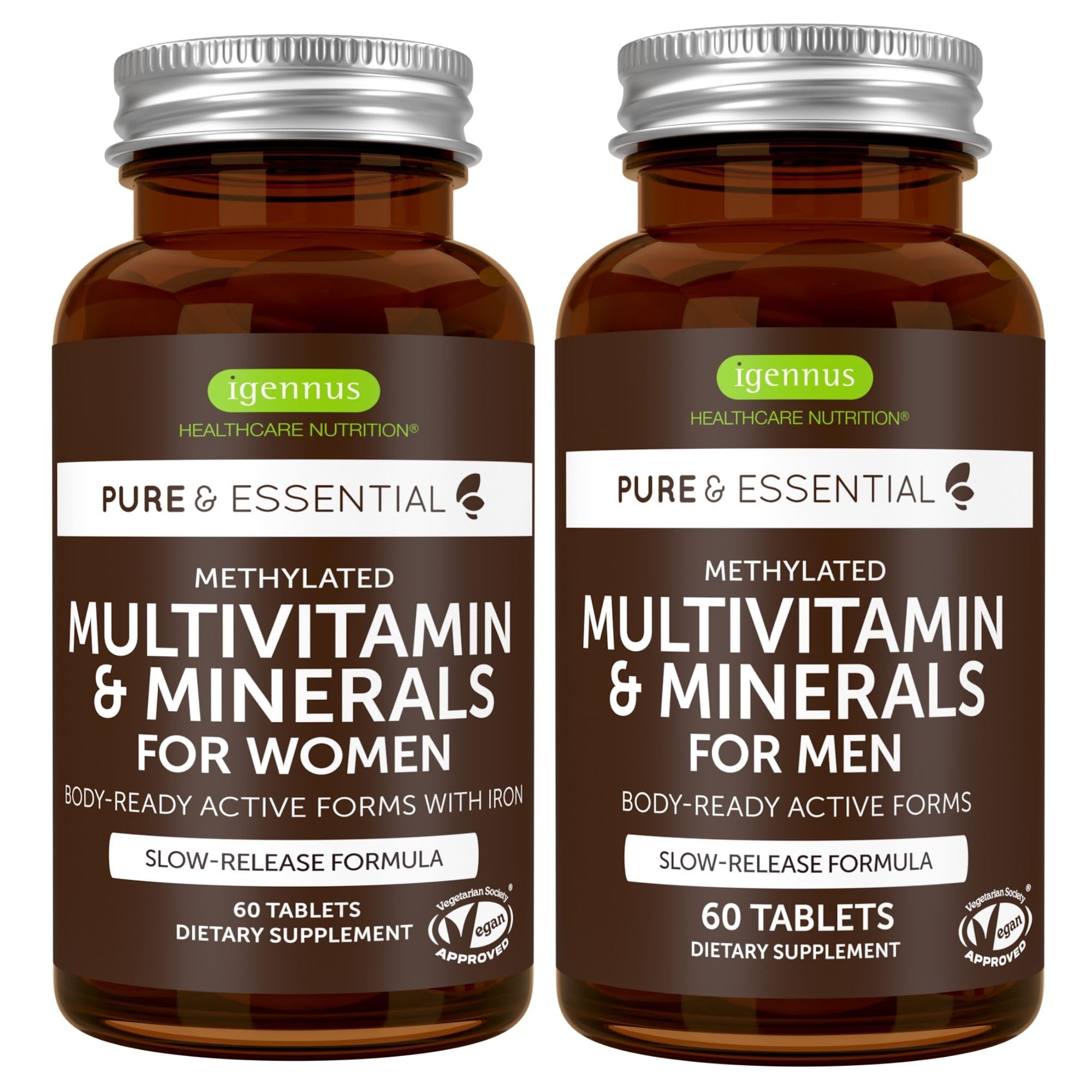Igennus Methylated Multivitamin bottle front view for all-day nutrient delivery.