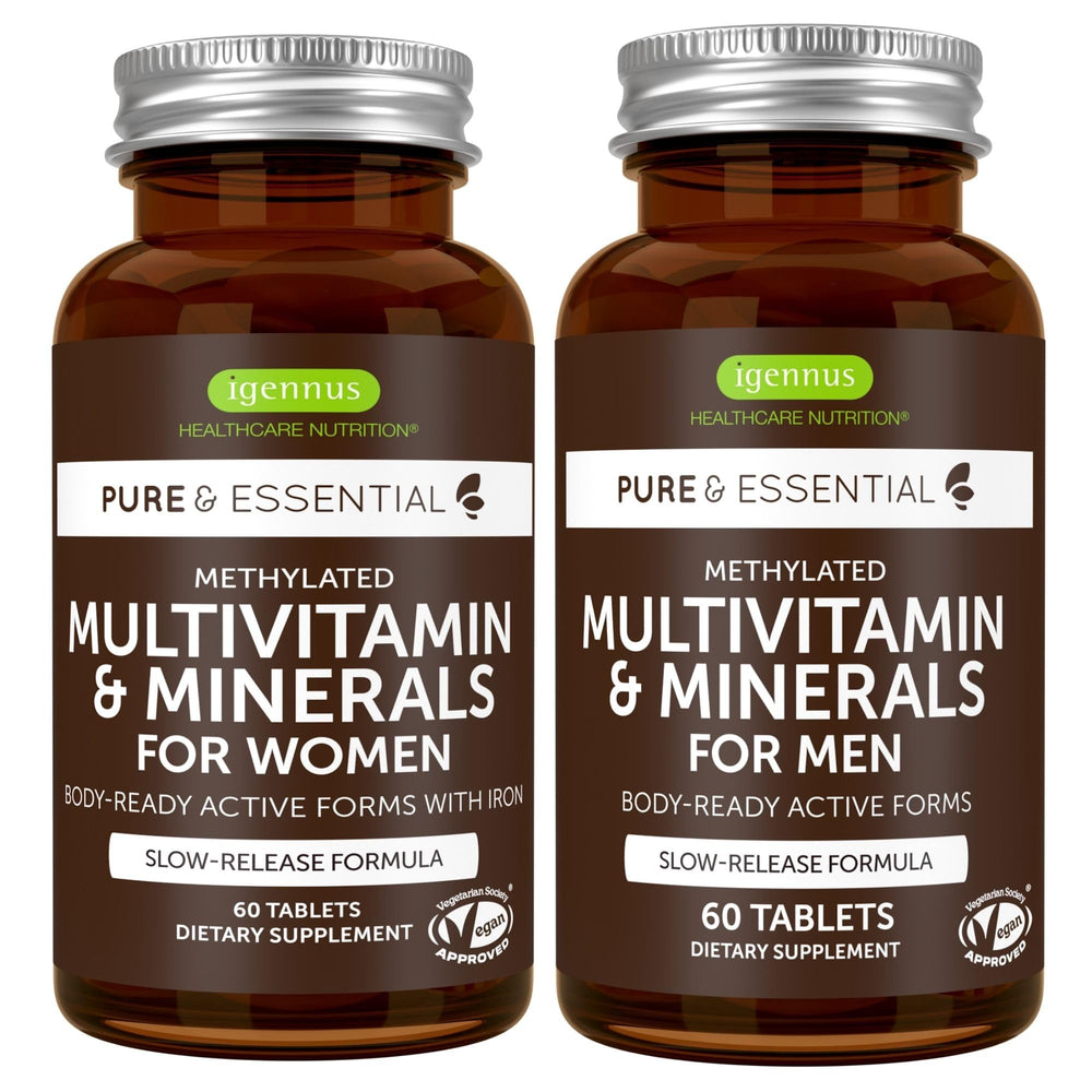 Igennus Methylated Multivitamin bottle front view for all-day nutrient delivery.