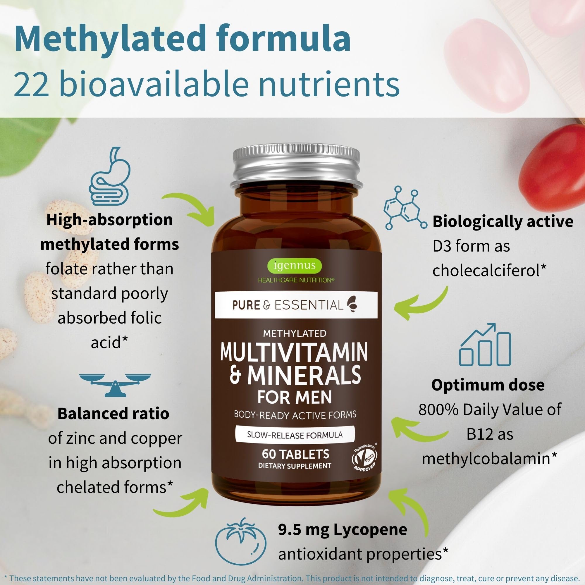 Igennus Methylated Multivitamin oval tablets designed for easy daily use.