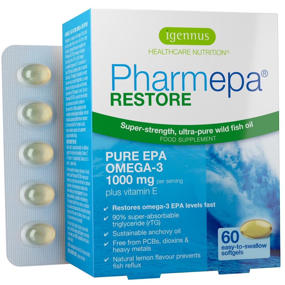 Igennus Pharmepa Restore bottle showing high EPA potency for customizable dosing