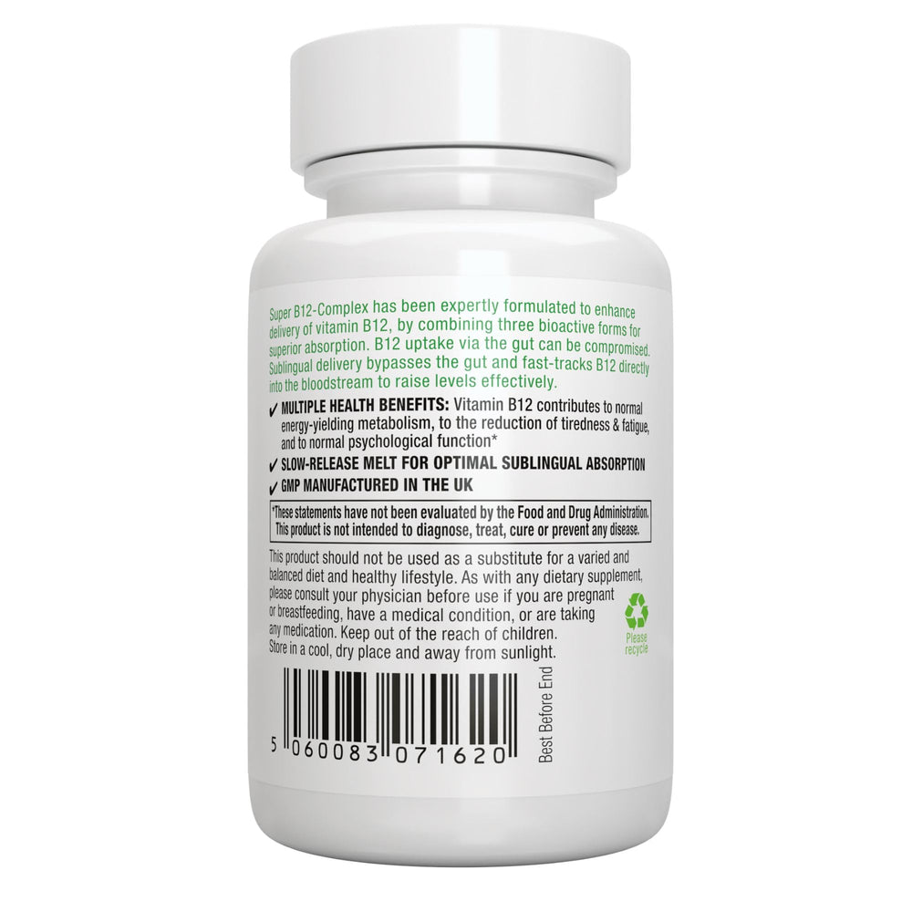 Igennus Sublingual B12 Complex vegan formula bottle emphasizes clean, hypoallergenic ingredients.