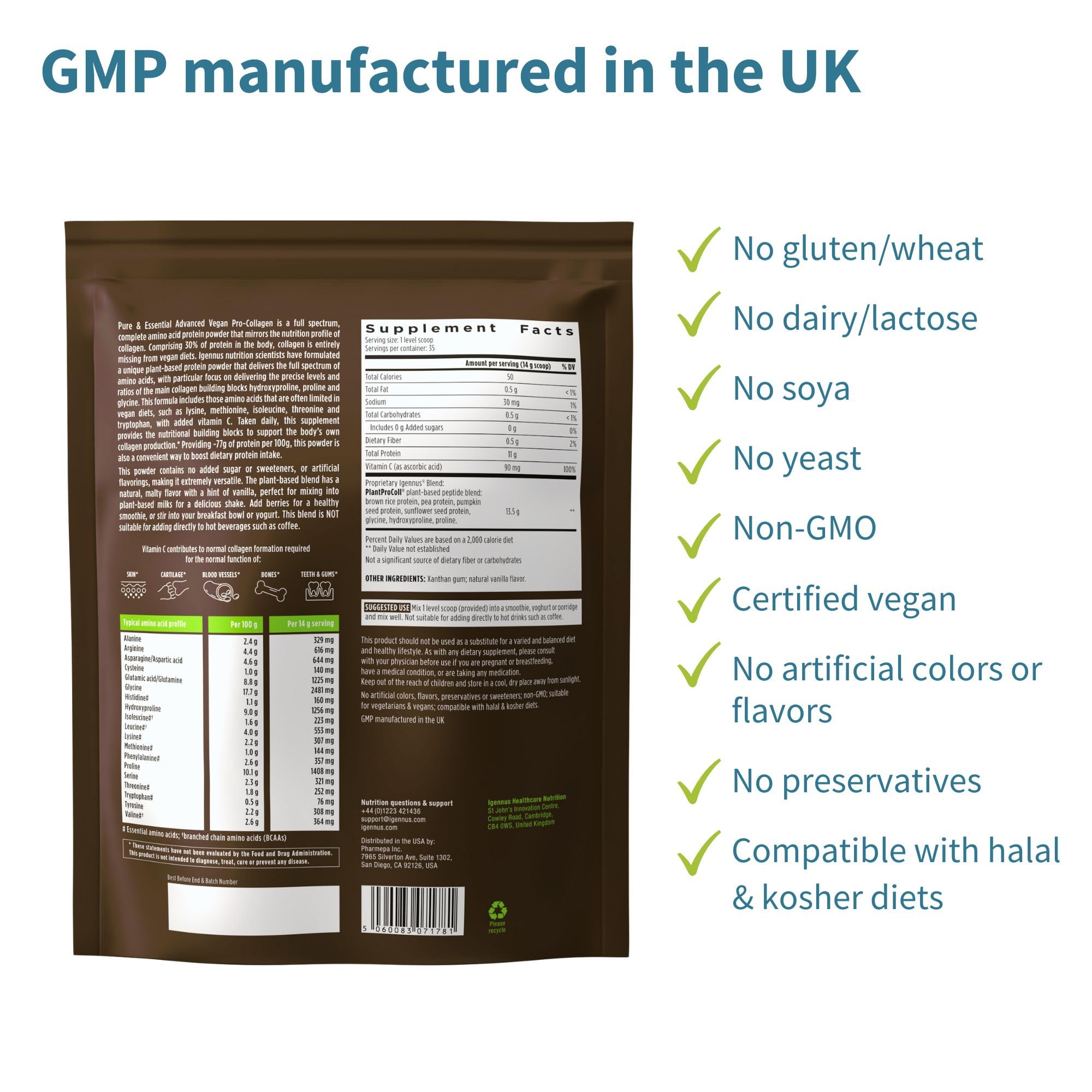 Unsweetened formula on packaging with non-GMO certification.