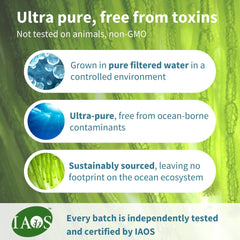 Igennus Vegan Omega-3 algae oil serving banner shows 2:1 DHA:EPA ratio.