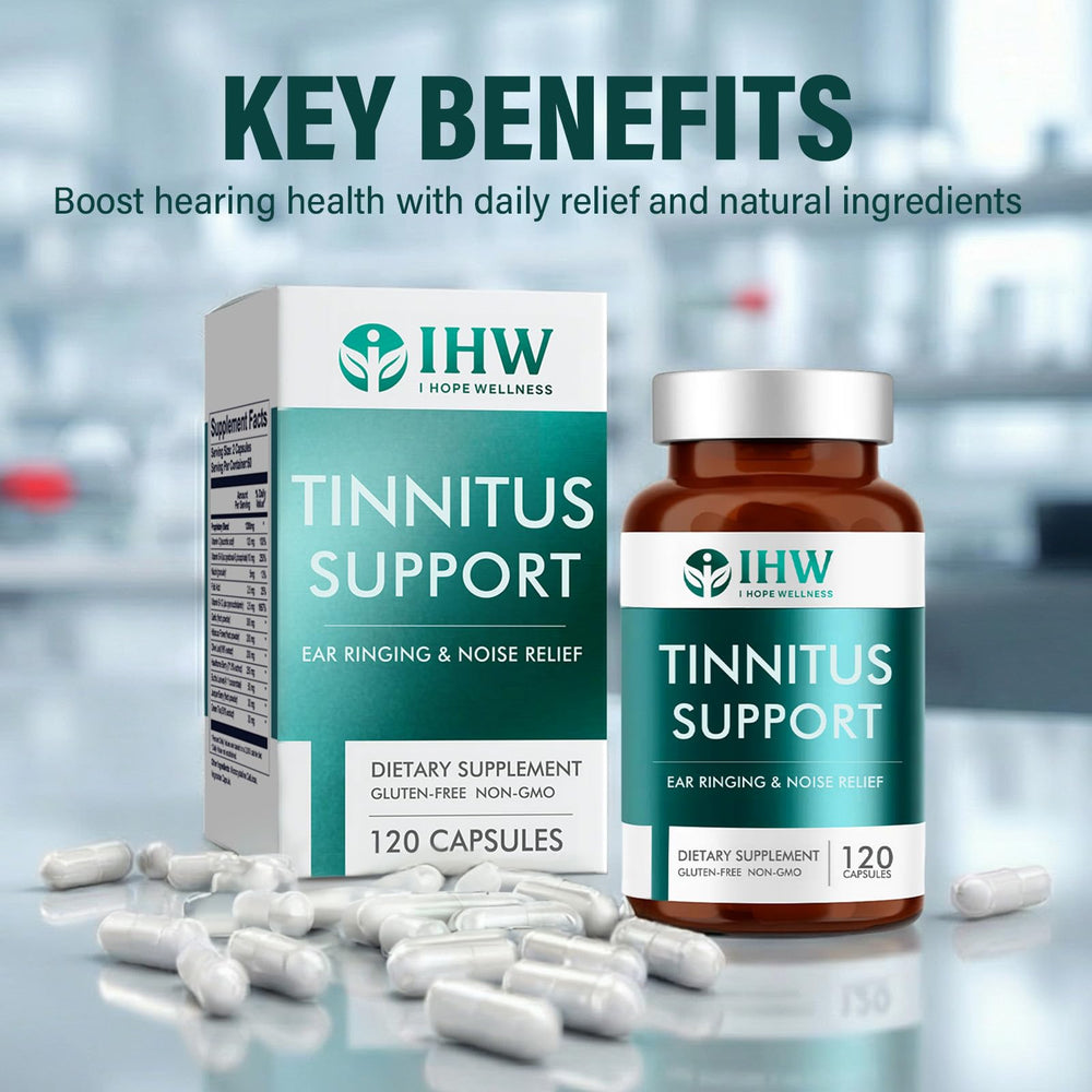 IHW Tinnitus Relief packaging box conveys brand clarity and care.