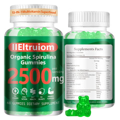 IIEltruiom Organic Blue Spirulina Chlorella Gummies bottle front for daily energy