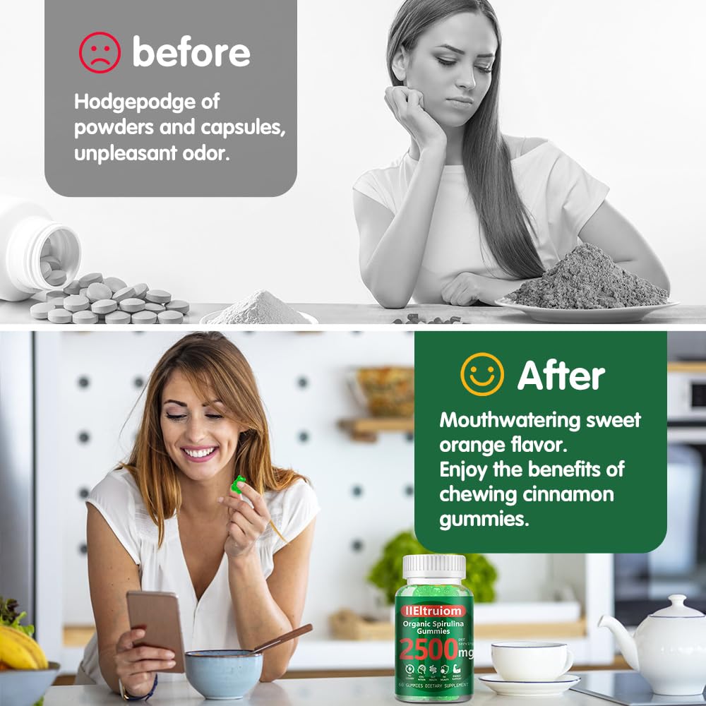 IIEltruiom Spirulina Gummies nutrition panel displaying vitamins and minerals