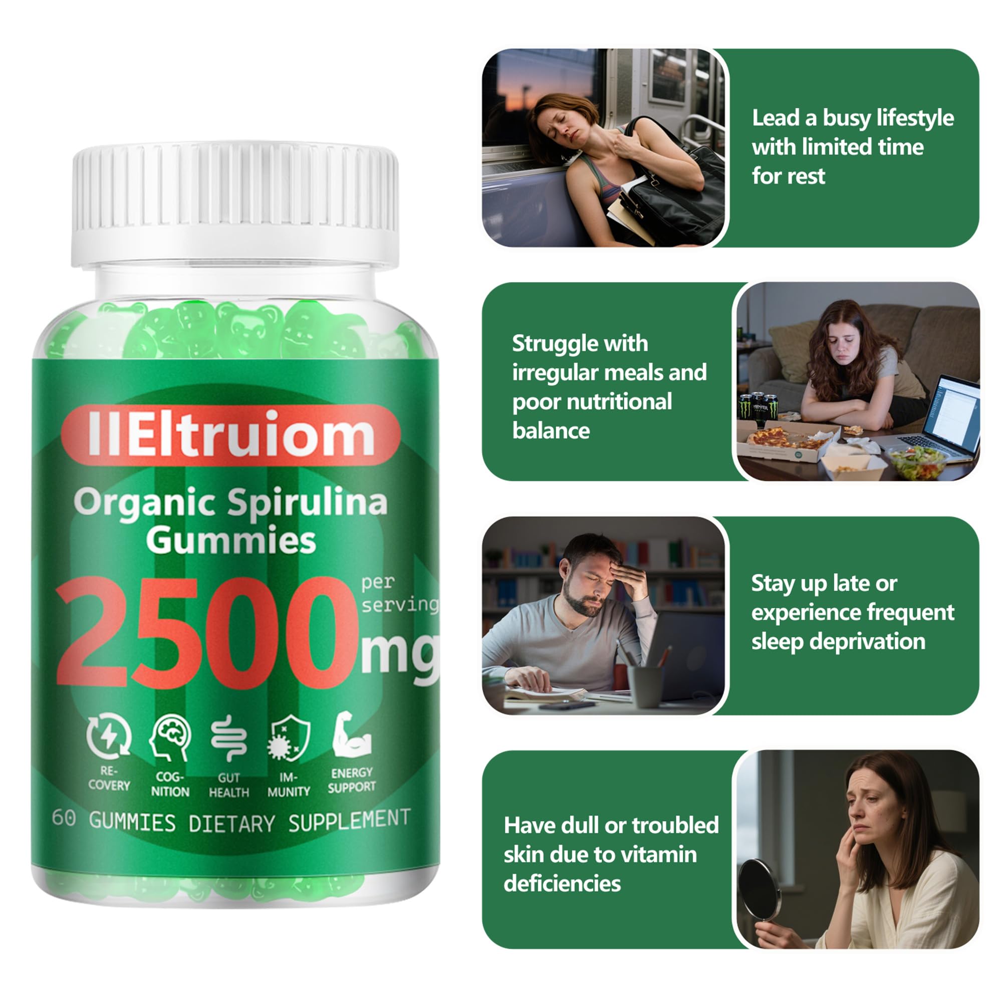 IIEltruiom Spirulina Gummies sea moss focus highlights mineral-rich support