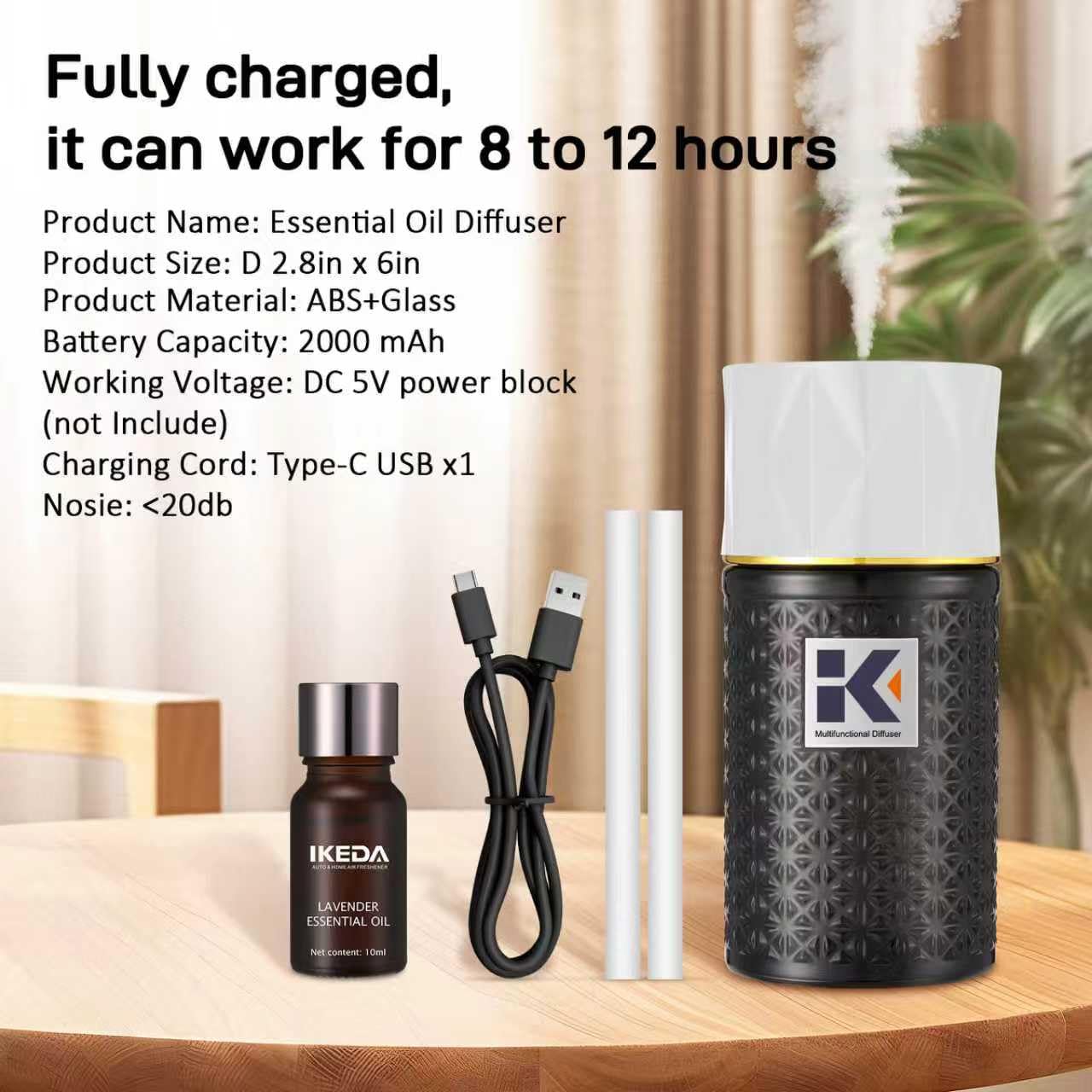 Ikeda diffuser coverage-800sqft indicates broad scent diffusion potential