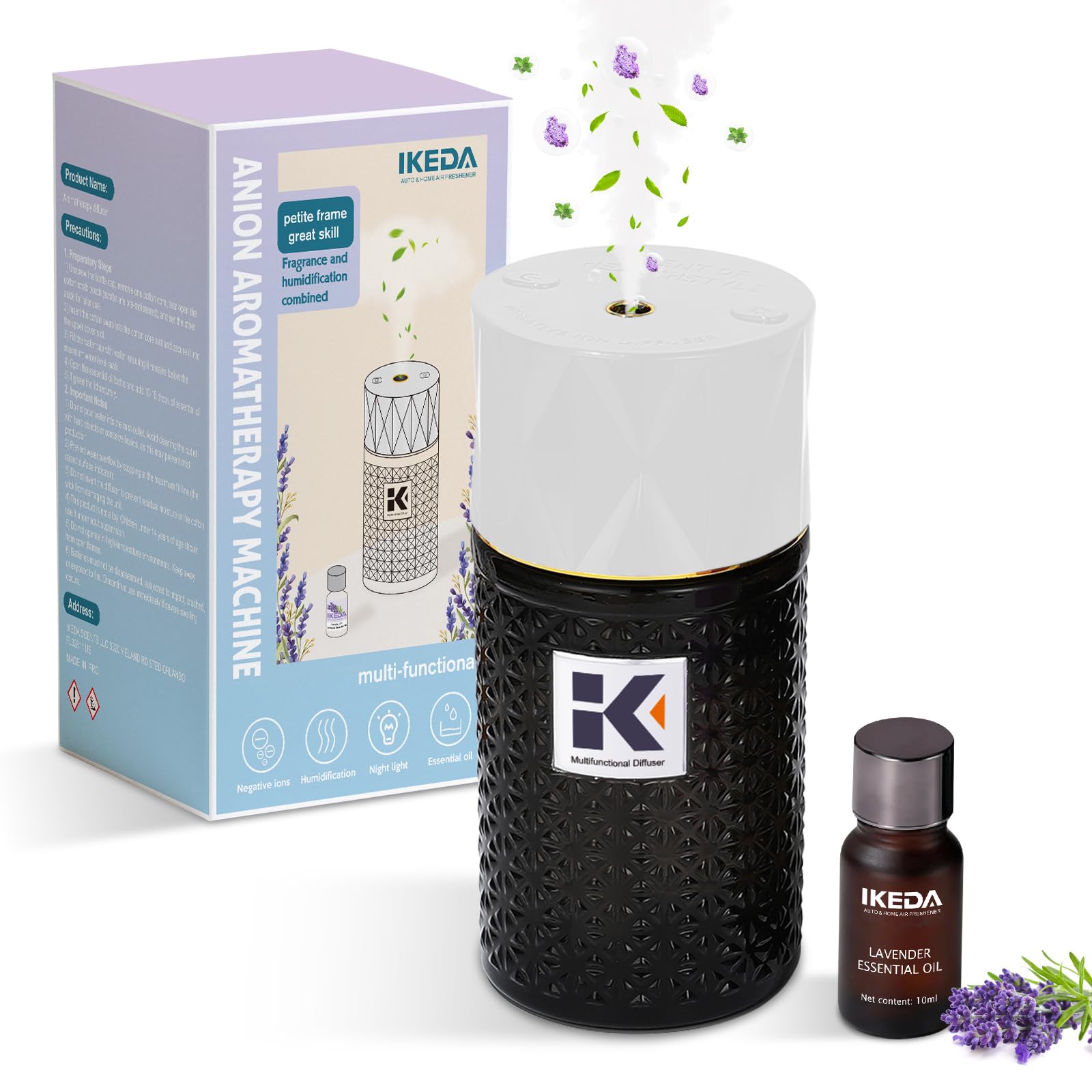 Ikeda diffuser front view for versatile home and car use