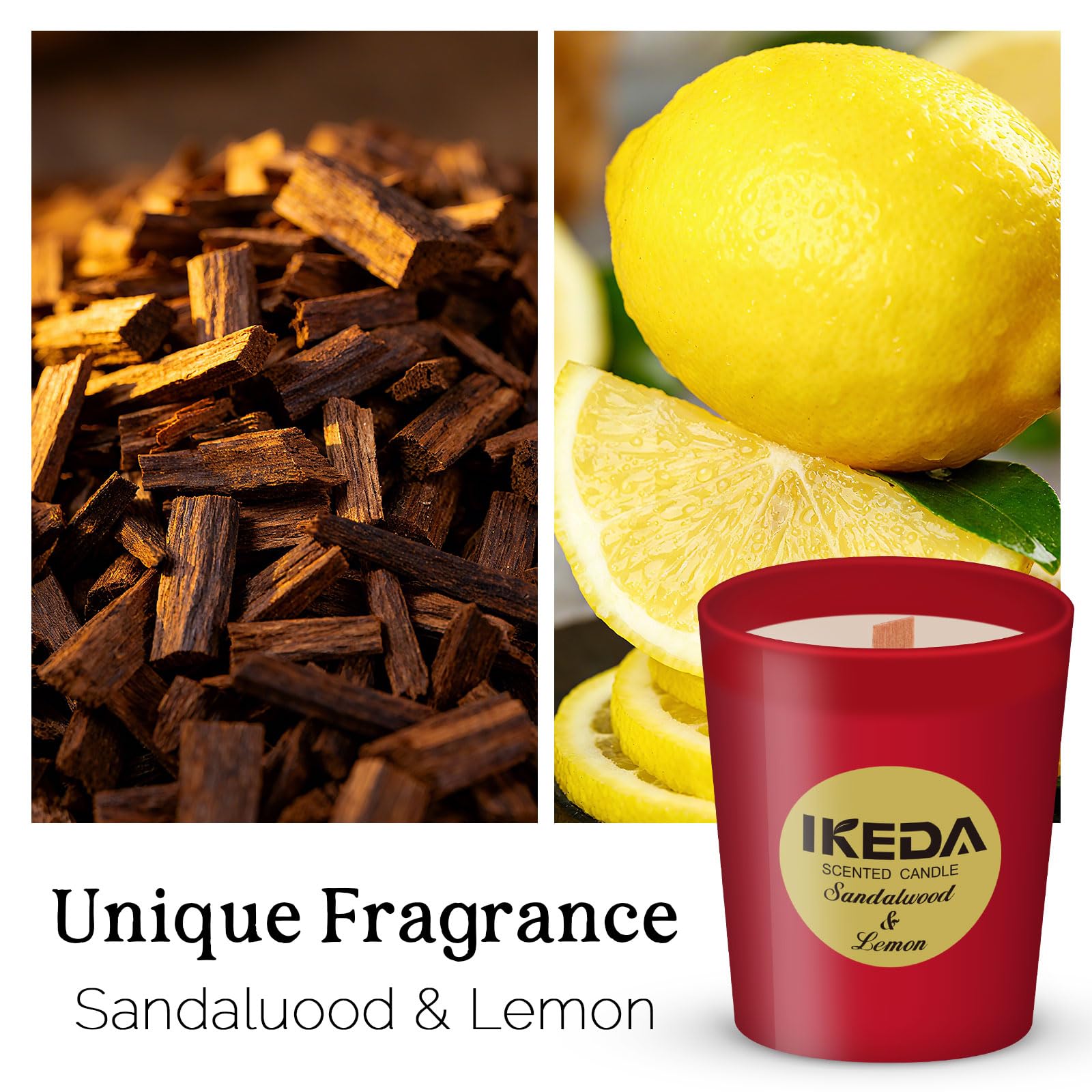 Ikeda Essoil candle offers a 50-hour burn for lasting aroma.