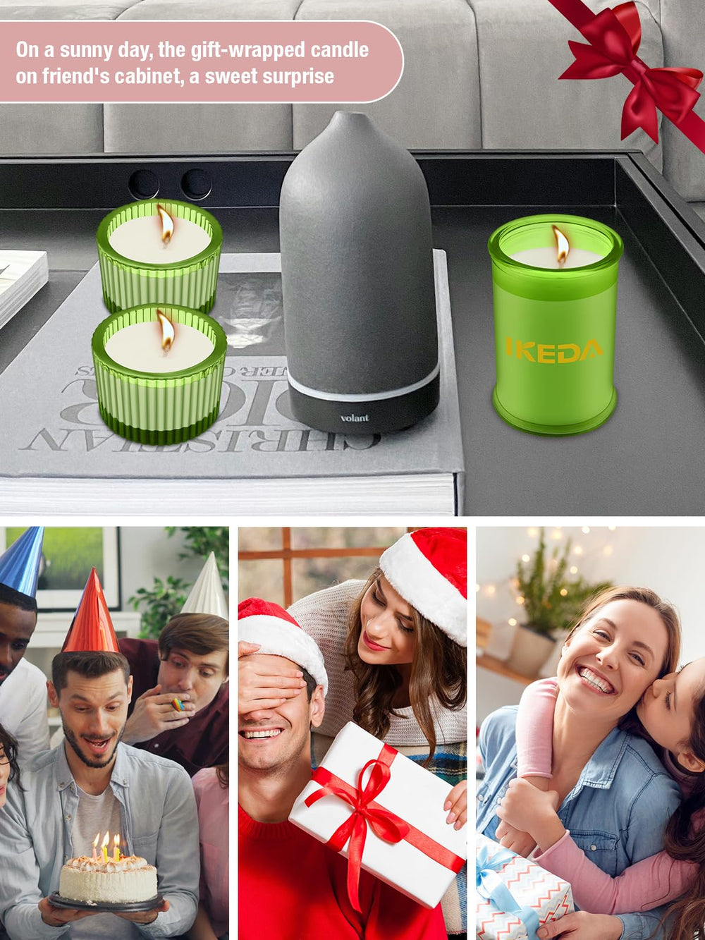 Ikeda Citrus Tea large cylindrical candle for living rooms with long-lasting scent.