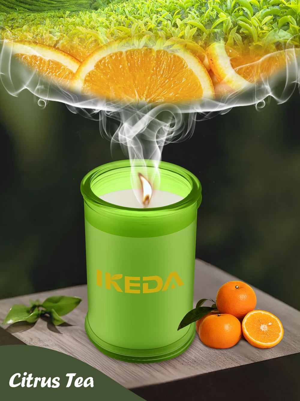 Ikeda Citrus Tea small candle in a duo pack enhancing cozy Halloween vibes.