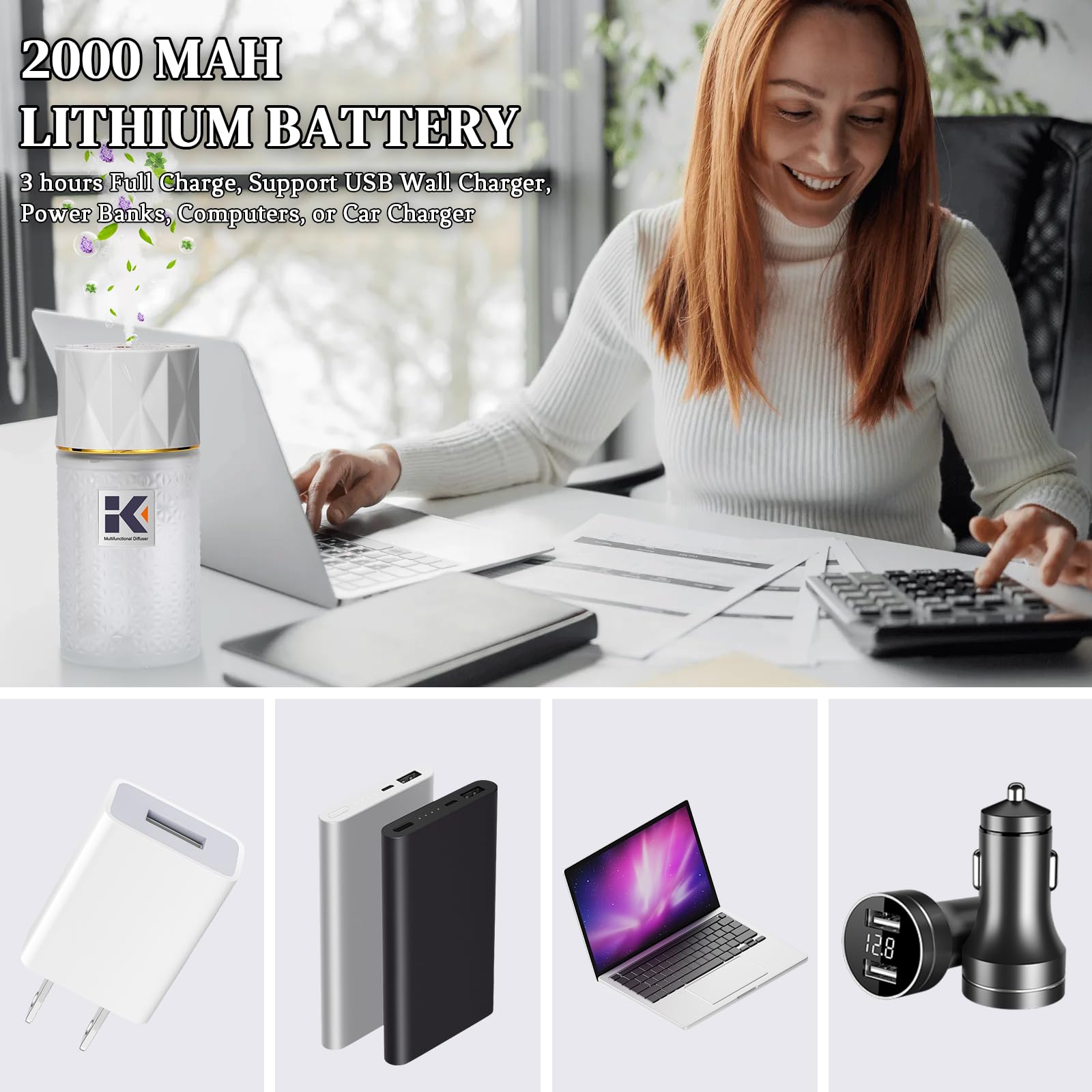 Ikeda Style-Life diffuser-2000mah-battery delivers long runtime on a single charge.