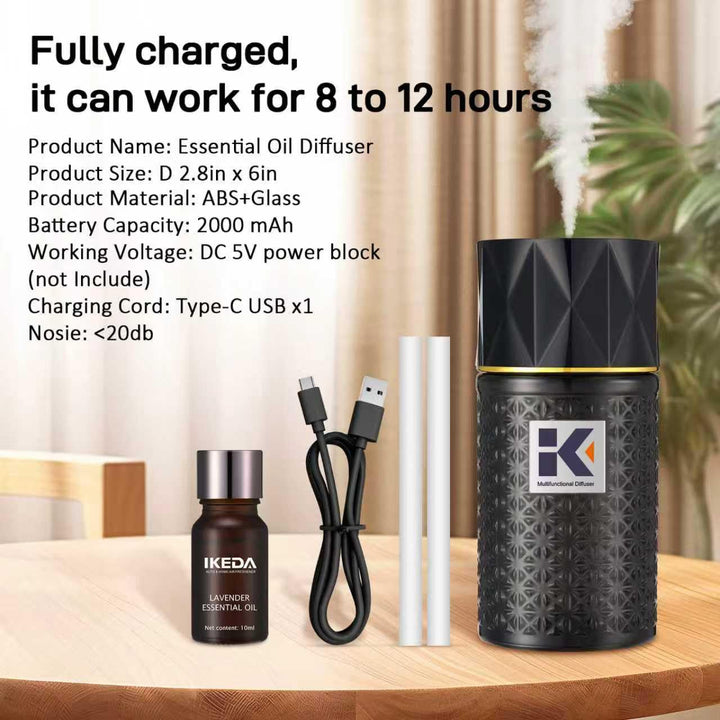 Ikeda Style-Life diffuser covers up to 800 sq ft with gentle diffusion.