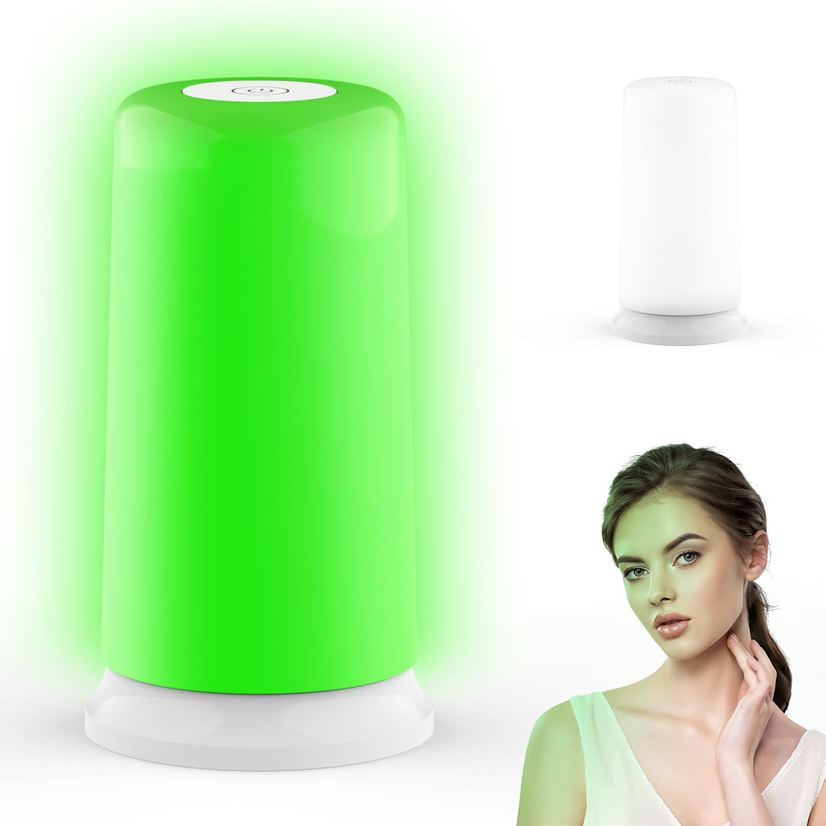 iKeener Green Light Therapy Lamp close-up with 520nm light for relaxation and focus.