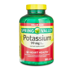 ikj Potassium Caplets 99 mg tablets close-up showing easy-to-swallow form.