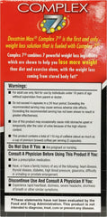 ILIOS Dexatrim Max Complex-7 label close-up highlights seven-ingredient formula.