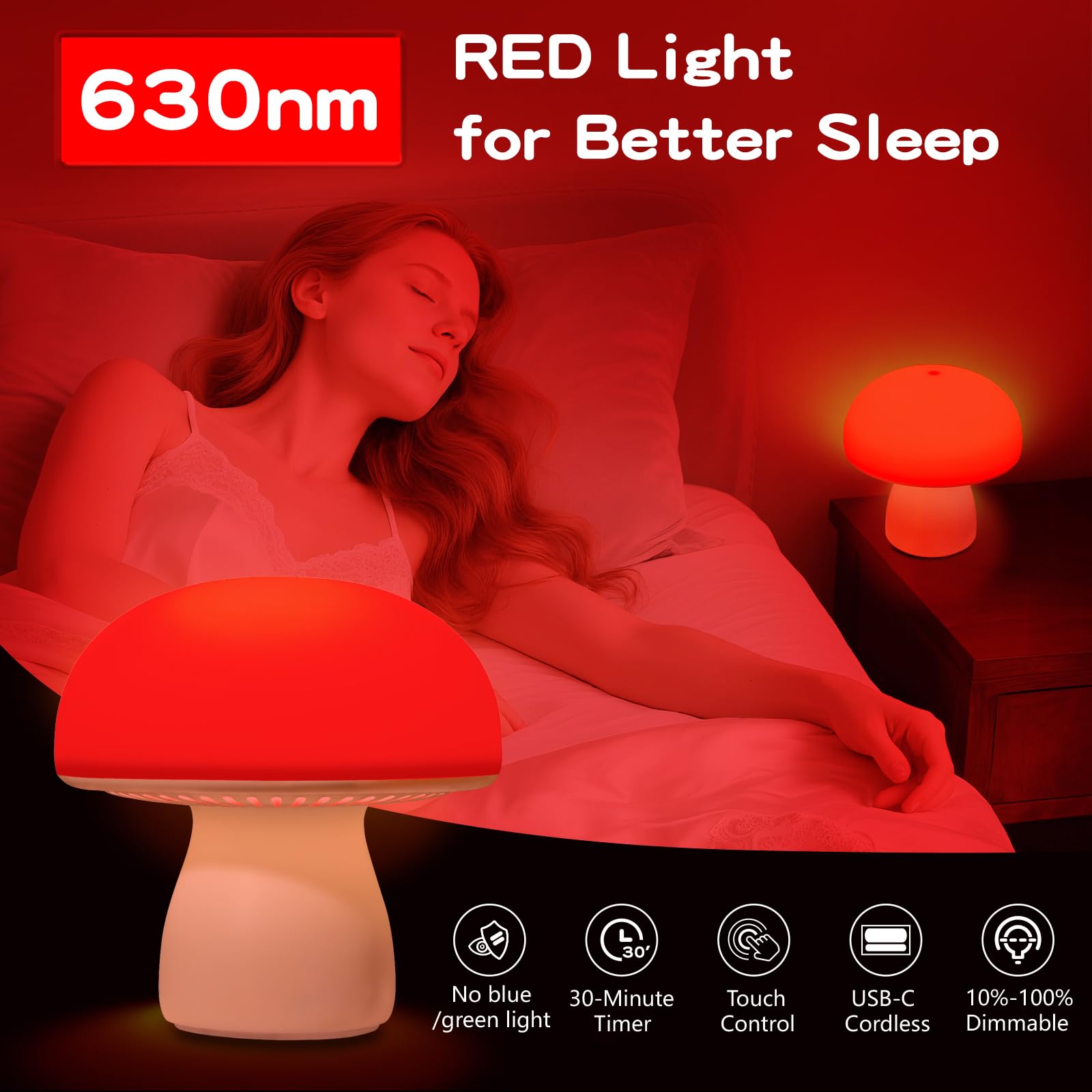 Illuwise 630 nm red light with timer for relaxed pre-sleep routine