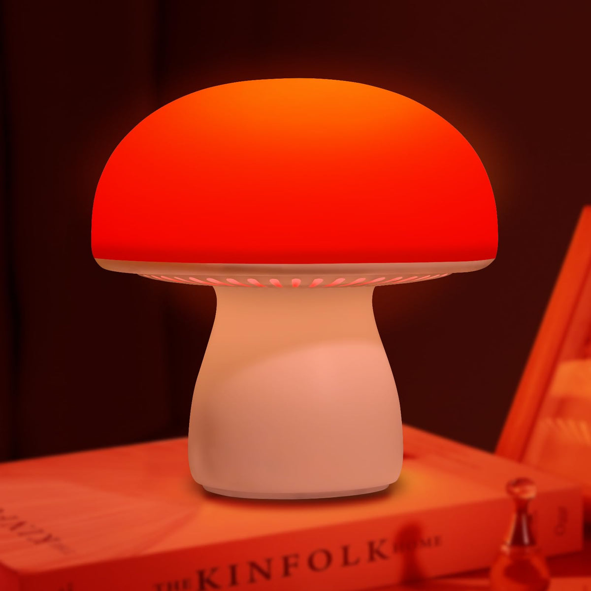 Illuwise red night light mushroom lamp for calm sleep ambiance