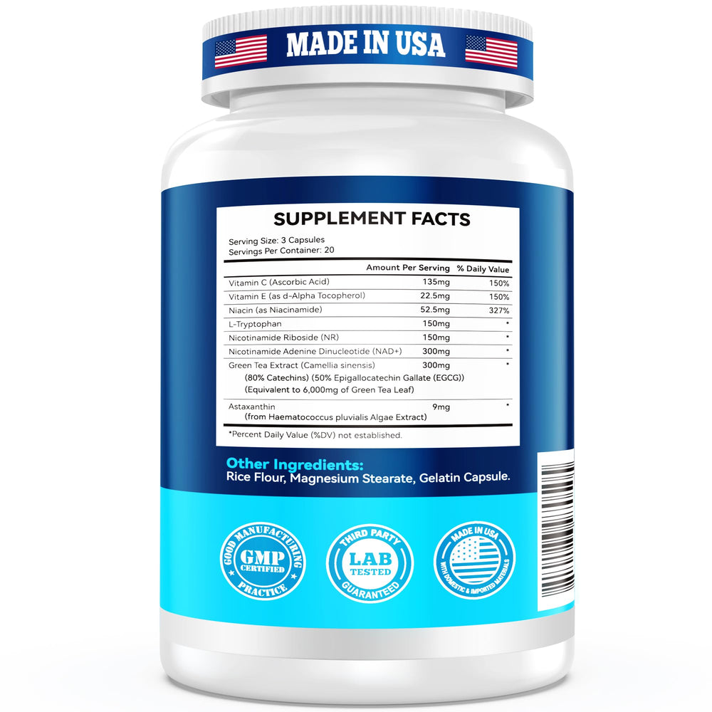I LOVE HEALTH NAD bottle with NR synergy hints lasting energy support.