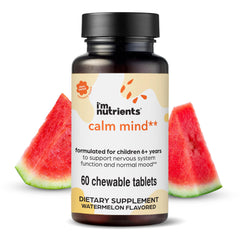 I'm Nutrients Calm Mind bottle label shown for kid-friendly daily support.