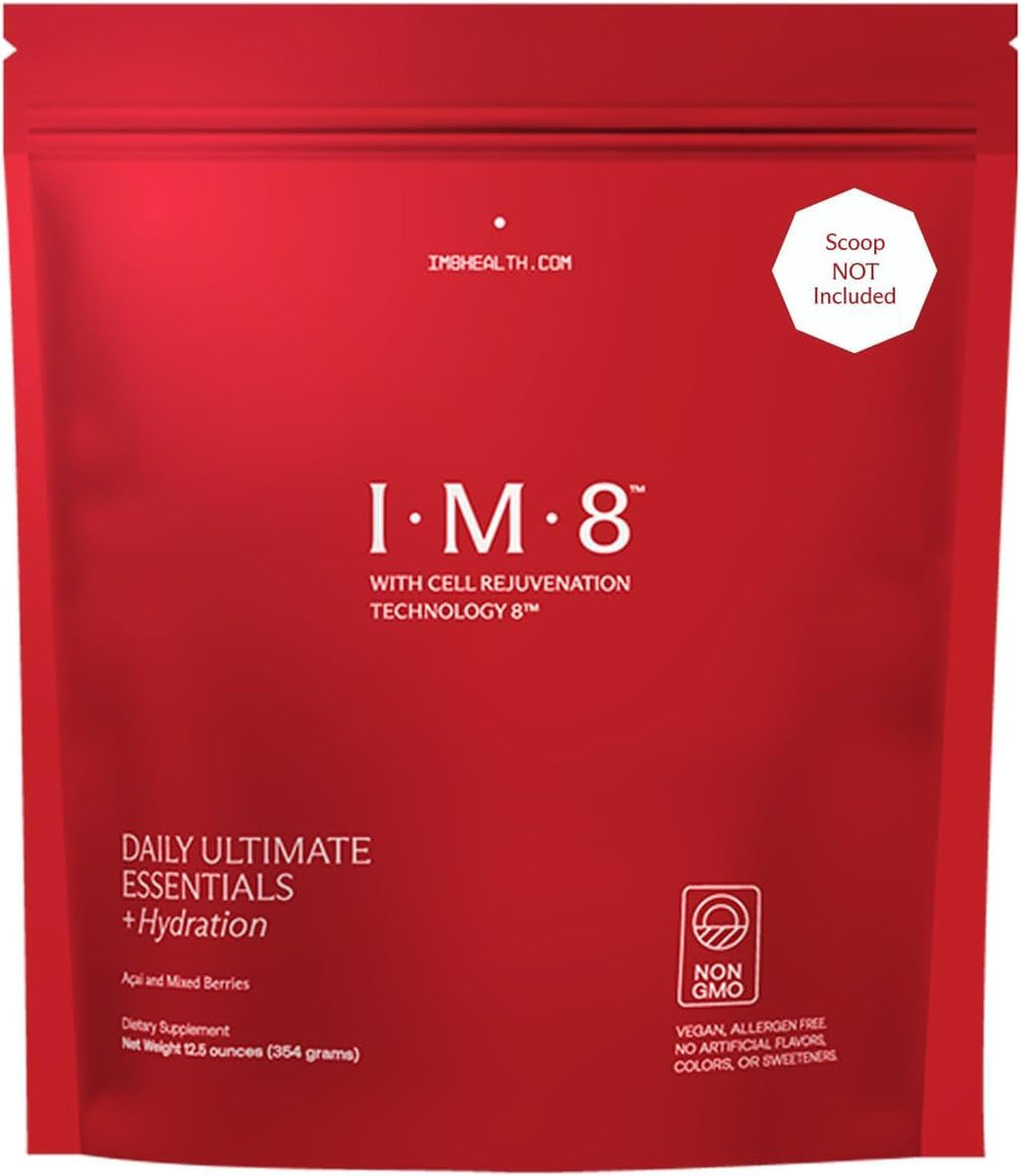IM8 Daily Ultimate Essentials tub displayed as a daily wellness foundation.