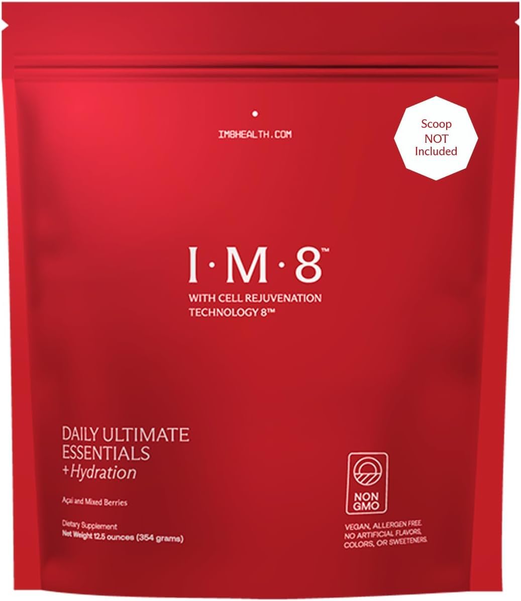 IM8 Daily Ultimate Essentials tub displayed as a daily wellness foundation.